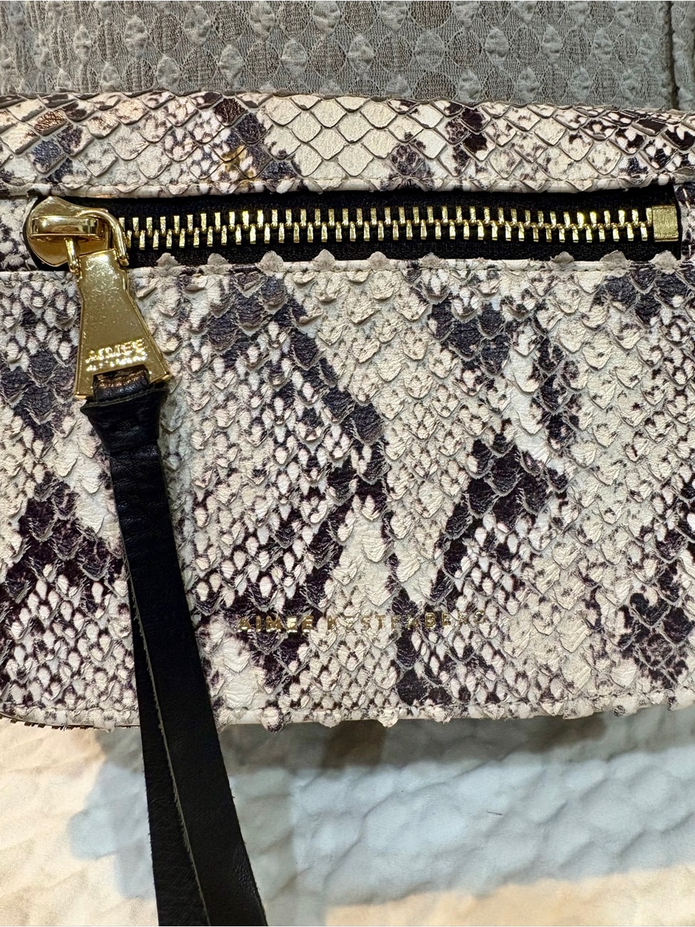 Aimee Kestenberg Sorrento Mini Crossbody Bag Snake & Supple Black Leather EUC - Picture 6 of 10